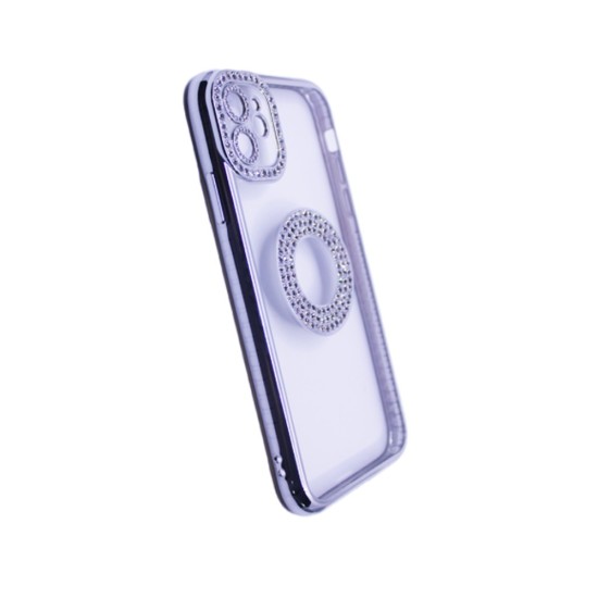 Soft Silicone Case with Diamond Design for Apple iPhone 12 Silver